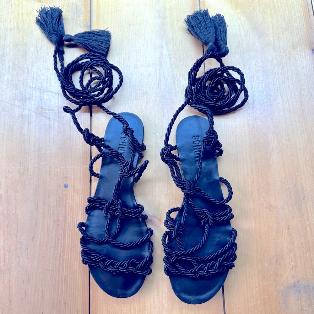 SCHUTZ Braided Rope Gladiator Flat Strapy Sexy Sandals size 8.5